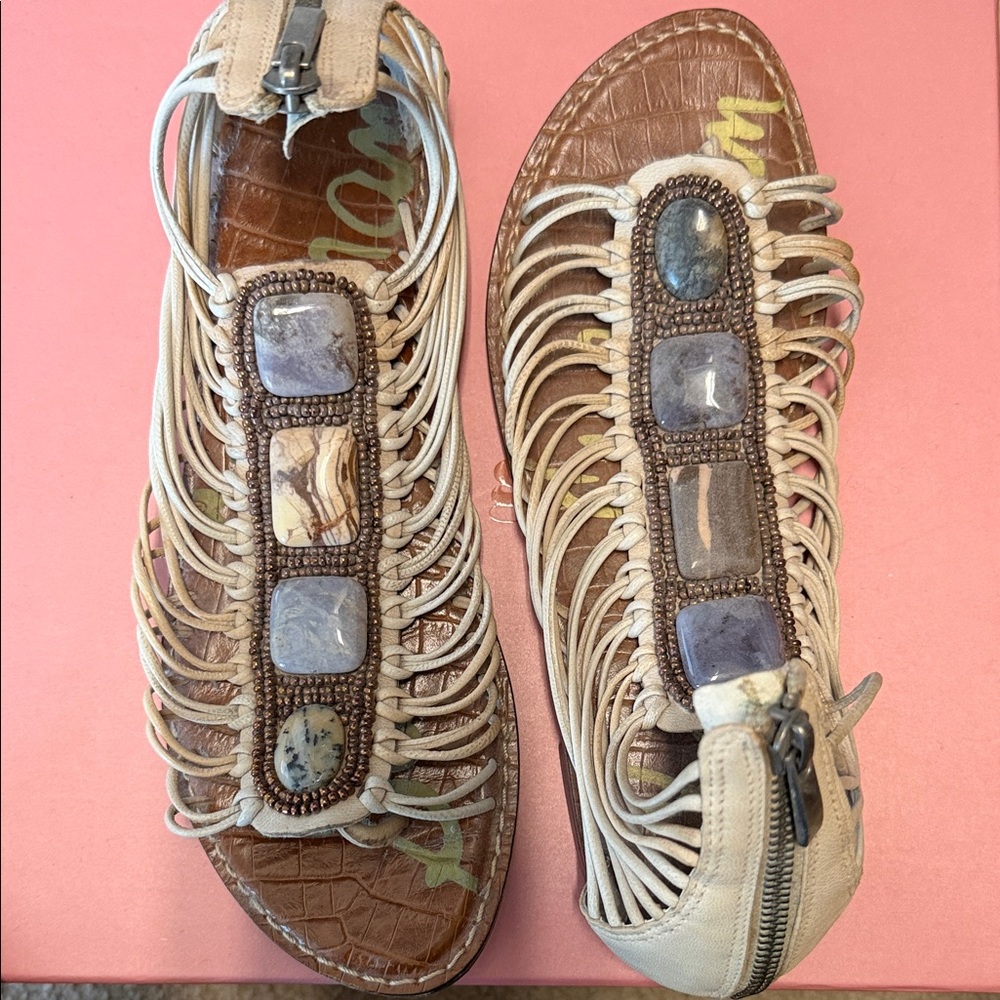 Sam Edelman Beige Beaded Sandals